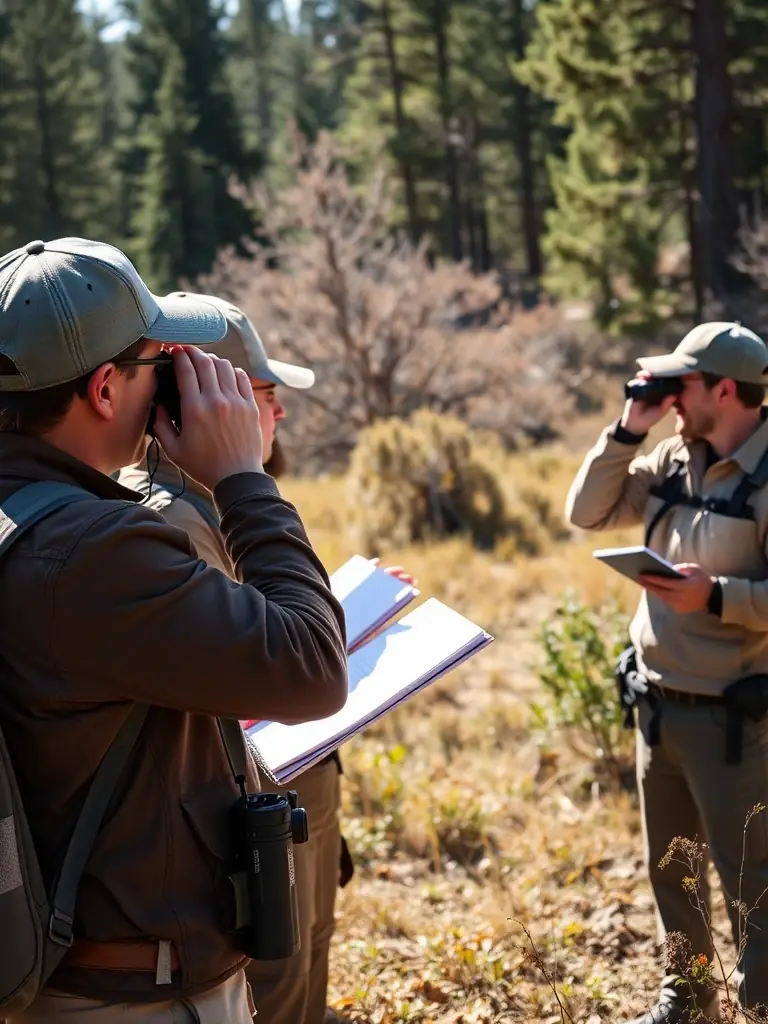 A photograph of ASSOCIATION DE LA SOCIETE DE CHASSE DE CRESSAC members conducting a wildlife survey, collecting data on local animal populations and their health.