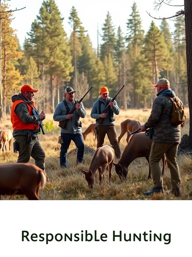 A photograph depicting members of the ASSOCIATION DE LA SOCIETE DE CHASSE DE CRESSAC participating in a controlled hunt, emphasizing responsible hunting practices and adherence to conservation guidelines.